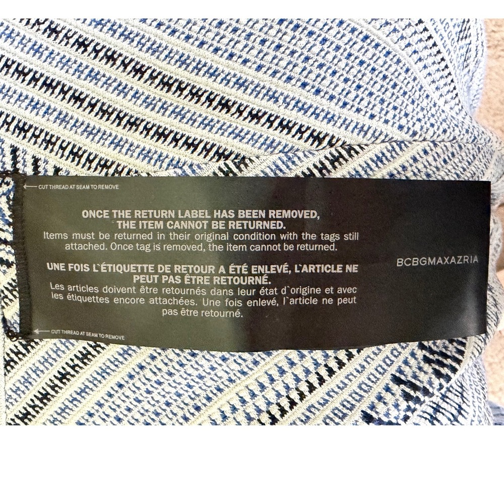 BCBGMAXAZRIA Jasmine Blue White Geometric Knit Fit & Flare Mini Dress Medium NWT - Picture 3 of 10